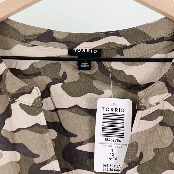 NWT Torrid Plus Size Camo Zip Front Sleeveless Shift Dress - Picture 6 of 8